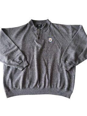 Vintage Pull Over Henley Sweater Embroidered Team Patch Pittsburg Steelers Sz XL